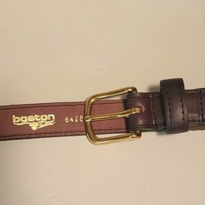 Brown Leather Belt with Gold Buckle